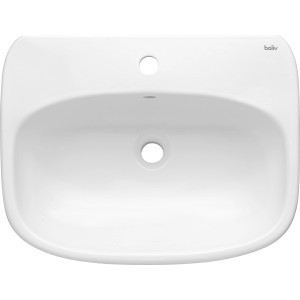 Weißes baliv Waschbecken-Set, 60 cm, mit Armatur, Aufsicht.