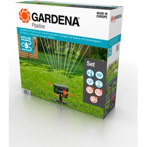 Gardena Pipeline Komplett-Set mit Viereckregner, zur unterirdischen Gartenbewässerung. Inklusive Regner und Zubehör.