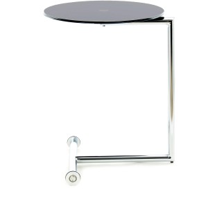Kayoom Beistelltisch Servant, schwarz-silber, mit Glasplatte und Metallgestell.