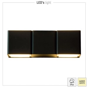 Anthrazitfarbene, eckige LED Außenwandleuchte von LED`s light. Warmweißes Licht.