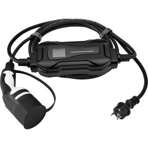 Typ 2 EV-Ladegerät mit 5 m Kabel für Elektro- und Hybridfahrzeuge, mit Schutzkontaktstecker.