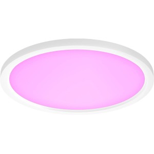 Weiße Philips Hue Surimu LED-Panelleuchte mit farbigem Licht, Durchmesser 39,5 cm.