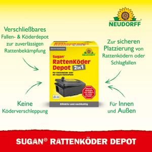 Neudorff Rattenköder Sugan Depot: Verschließbare Köderbox zur sicheren Rattenbekämpfung.