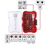 Einhell Bit-Set XS-Case, 30-teilig, mit verschiedenen Schraubenzieher-Bits und Bithalter in roter Box.