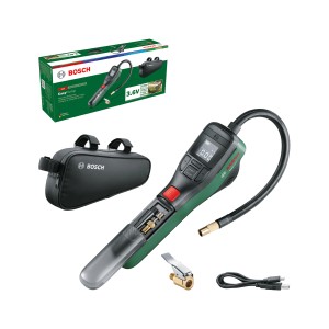 Bosch EasyPump Akku-Druckluftpumpe 3,6 V mit Zubehör und Tasche.