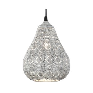 Graue Trio Pendelleuchte Jasmin im Antik-Look mit filigranem Muster.