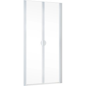 Schulte Pendeltür Sunny, 180x80 cm, Alu Natur, für Nische, mit klarem Glas.