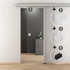 Glasschiebetür-Set Nova 510 Alu Ev 1 mit Softeinzug und Griffmuschel, Klarglas