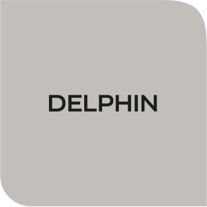 Farbmuster Dulux Heizkörper-Lackspray Satin Delphin, Grauton.