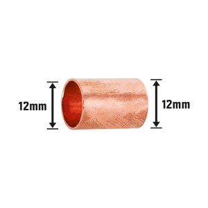 Löt-Muffe aus Kupfer, Ø 12 mm, für die Verbindung von Kupferrohren.