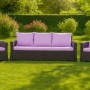 Lila Setgarden Gartenkissen für Polyrattan Möbel, bestehend aus Kissen für 2-Sitzer Sofa und Sessel.