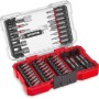 Einhell Bit-Set 42-tlg. im M-Case mit Bits, Magnethalter und Steckschlüsseleinsätzen in roter Aufbewahrungsbox.