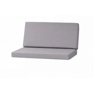 Graues Gartenkissen-Set für 3-Sitzer Polyrattan-Gartensofa, bestehend aus Sitz- und Rückenkissen.