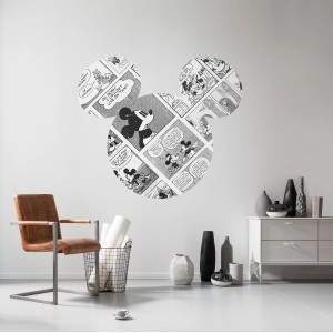 Selbstklebende Mickey Mouse Fototapete im Comic-Stil, 127x127 cm.