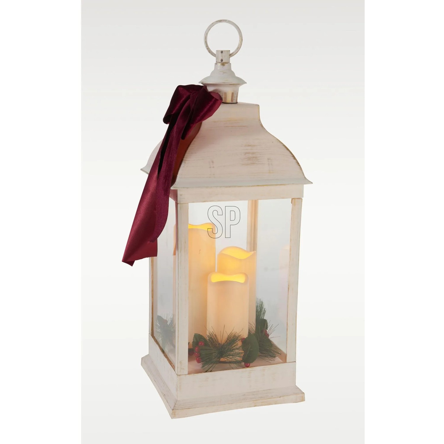 Laterne mit 3 LED-Kerzen 23,5 cm x 23,5 cm x 60 mm Weiß-Gold kaufen bei OBI