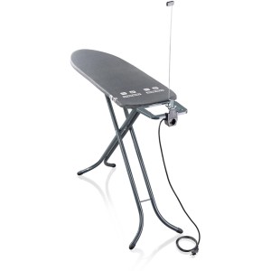 Leifheit Bügeltisch Air Board M Black Plus Anthrazit mit Bügeleisenablage und Kabelhalter.