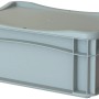 Graue Eurobox-System Box (30x20x12 cm) mit Vollwand für Aufbewahrung.