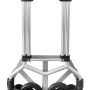 Zusammengeklappte Transport- und Sackkarre (max. 70 kg) mit Teleskoprahmen und Rädern.