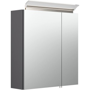 Posseik Spiegelschrank, 60 cm, Anthrazit mit Softclose und Aufsatzleuchte.