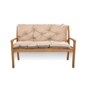 Beige gepolsterte Bankauflage für 3-Sitzer Gartenbank. Komfortables Outdoor Sitzkissen 180x50cm.