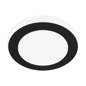 Moderne LED-Deckenleuchte Carpi von Eglo, Ø 30 cm, in Weiß und Schwarz für Bad und Wohnraum.