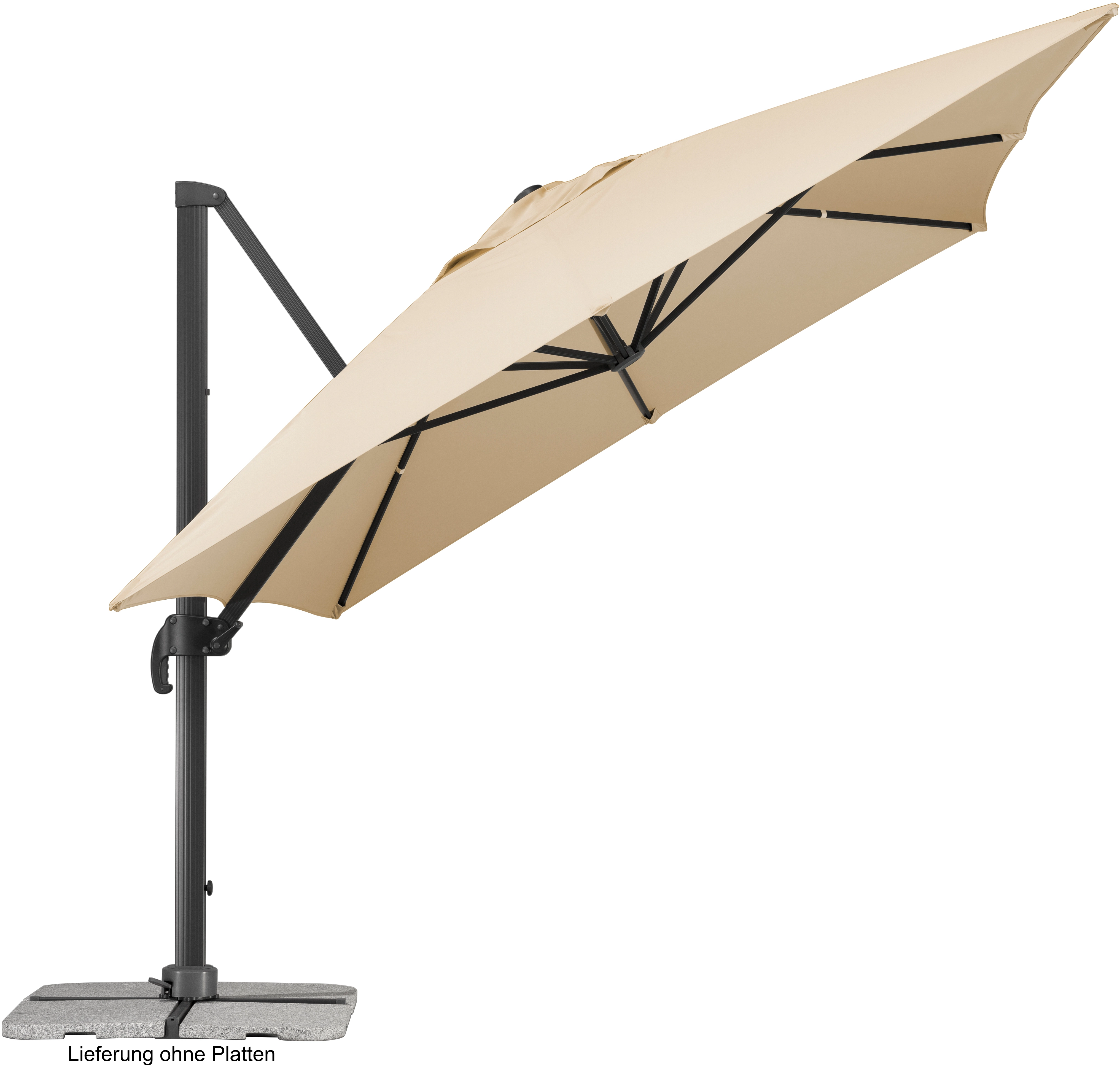 Schneider Ampelschirm Rhodos Grande 400 cm x 300 cm Natur mit Kurbel