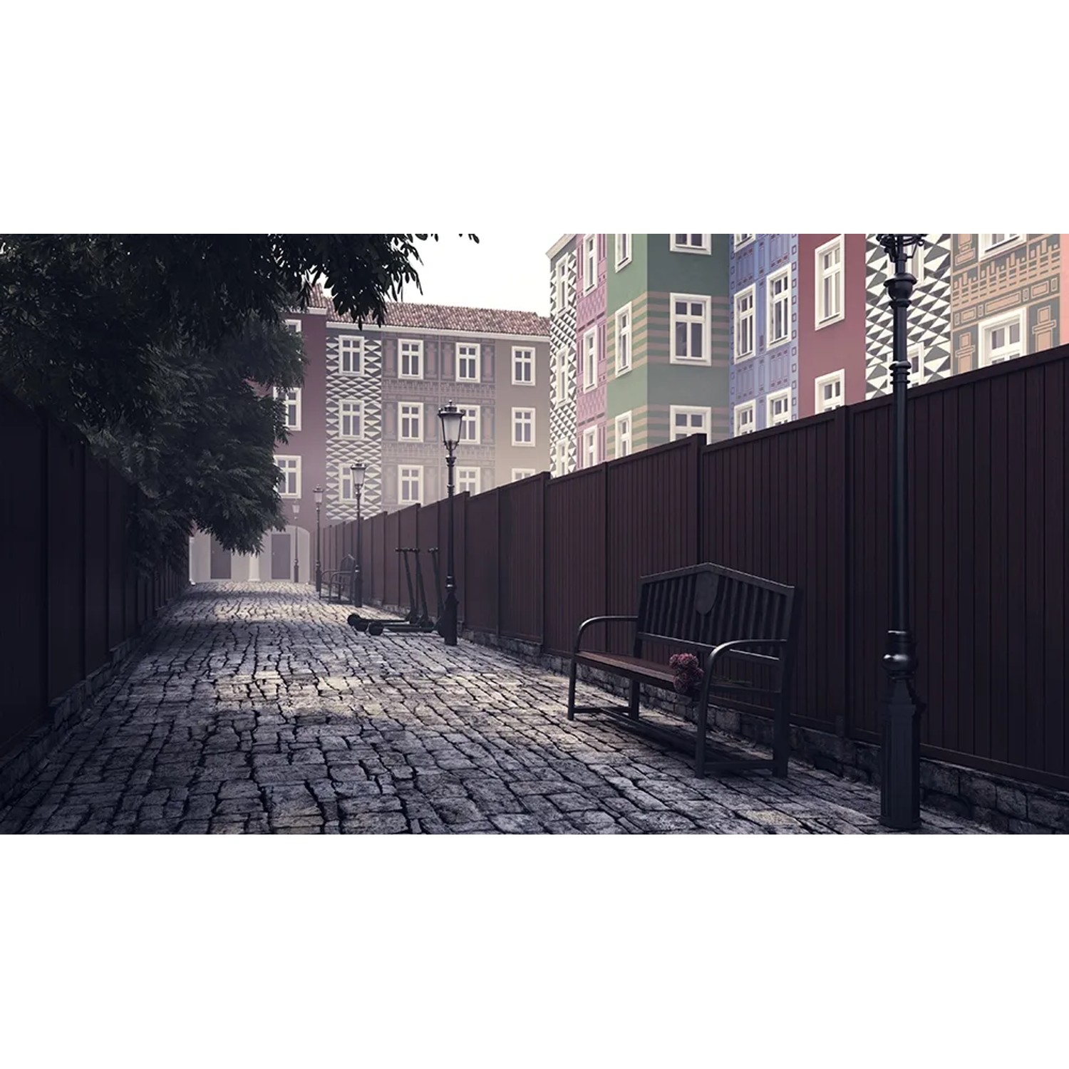 Lackiertes Sichtschutzzaunelement Oxford Pinie, 180x90cm, im Einsatz als Gartenzaun.