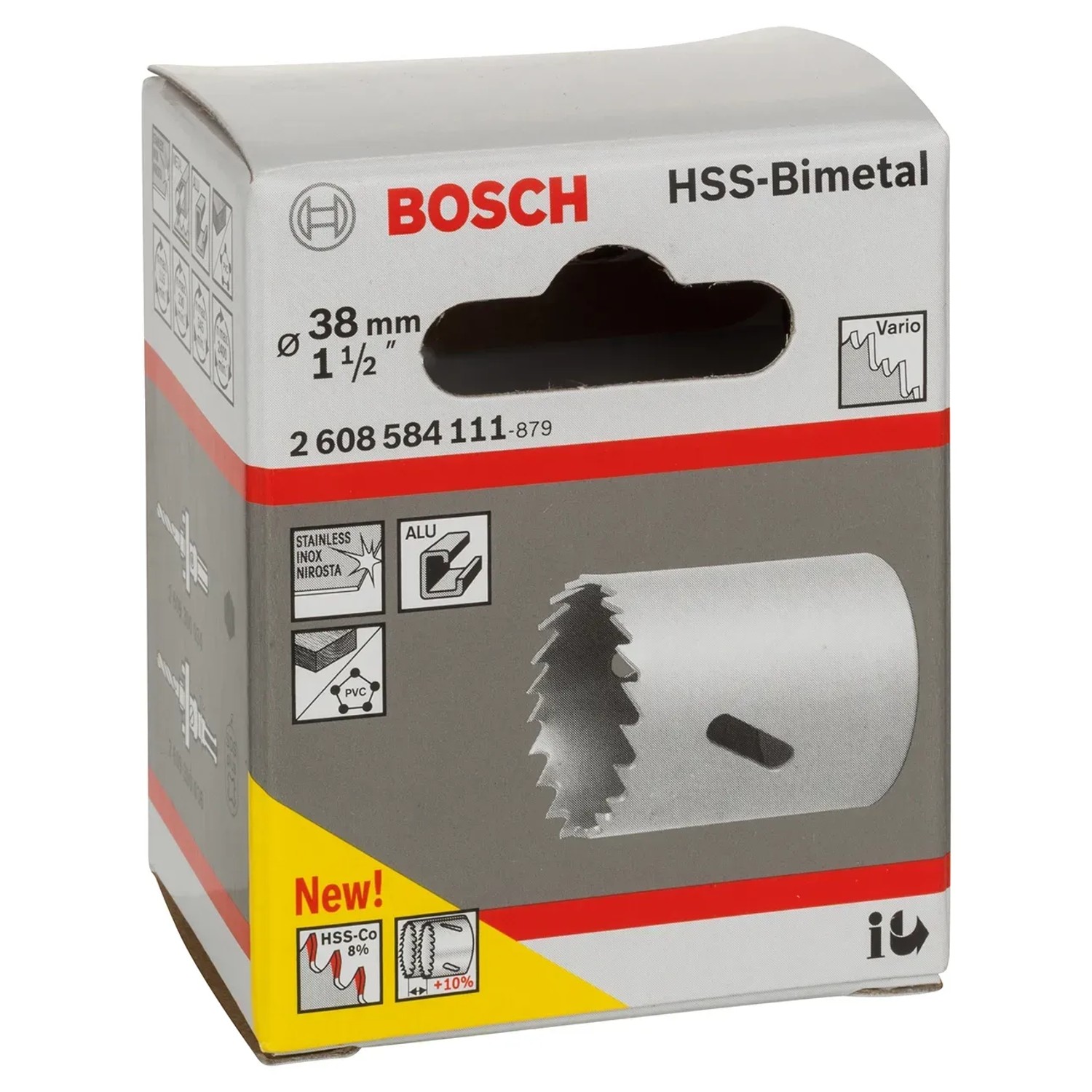 Bosch BI-Metall Lochsäge, Ø 38mm, im Karton. Geeignet für Holz, Metall und Kunststoff.