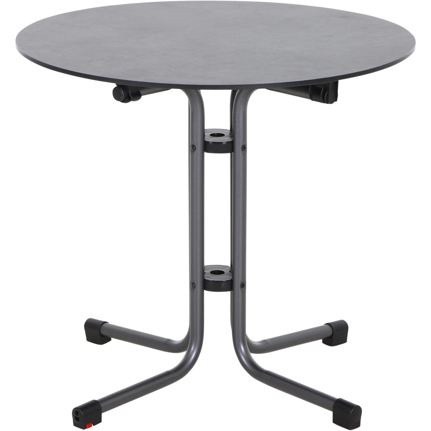 Runder, anthrazitfarbener Siena Garden Klapptisch Sola, Ø 80 cm, ideal für Balkon oder Garten.