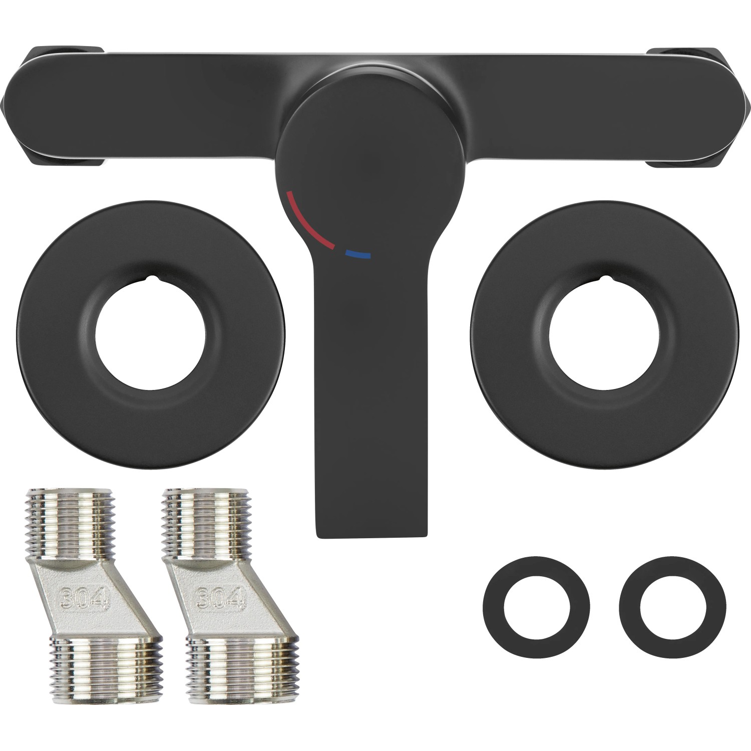 Duscharmatur Bisenzio Einhebel, Schwarz Matt, mit S-Anschlüssen und Montagematerial.