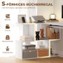 Weißer HOMCOM Computertisch mit S-förmigem Bücherregal. Ablagefächer für Bücher, Ordner und Deko. Moderner Schreibtisch.