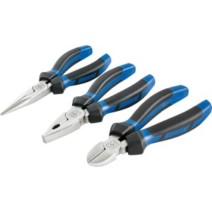 LUX Zangensatz Classic, 3-teilig: Kombizange, Seitenschneider, Telefonzange, 160 mm, mit 2-Komponenten Griffen.