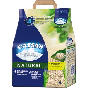 Catsan Natural Klumpstreu, 8 l Sack. Katzenstreu aus natürlichen Pflanzenfasern für eine gute Geruchsbindung.