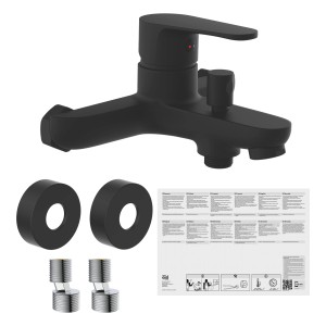 Eisl Wannenarmatur Claudio, schwarz matt, mit Montagezubehör für die Badewanne.