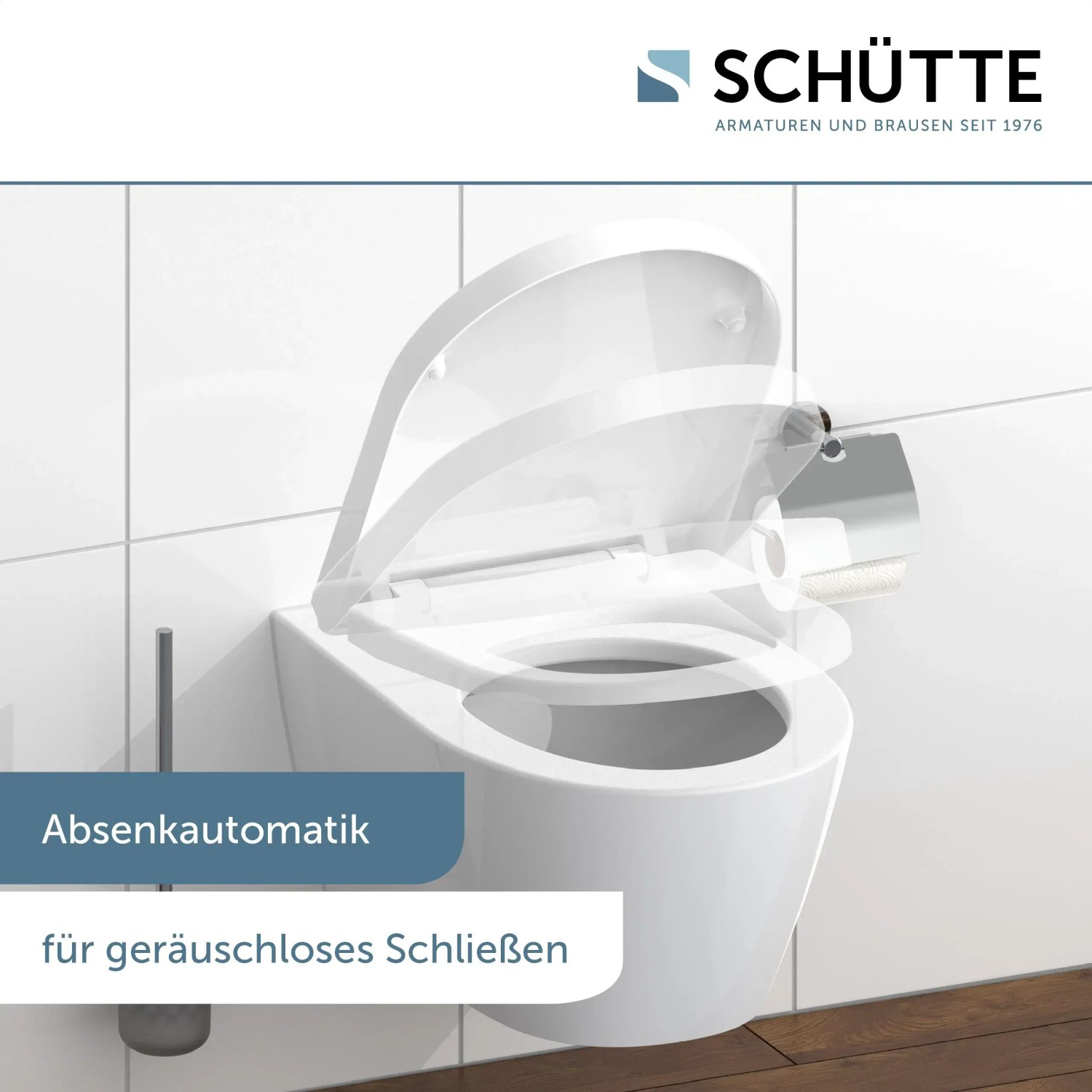 Schütte WC-Sitz D-Form mit Absenkautomatik und Schnellverschluss, Weiß.