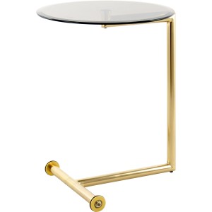 Kayoom Beistelltisch Servant, goldfarben mit Glasplatte, Ø 46x62cm. Moderner Sofatisch.