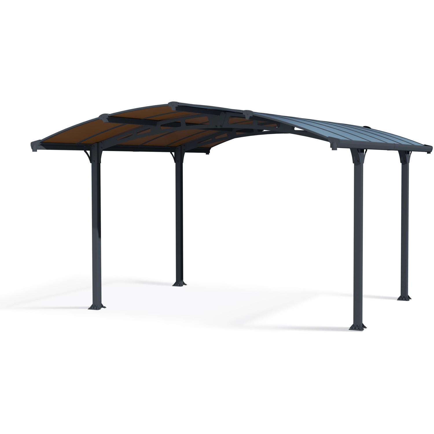 Canopia Carport Arcadia 4300 in Anthrazit, 360x440 cm. Aluminium Carport mit gewölbtem Dach.