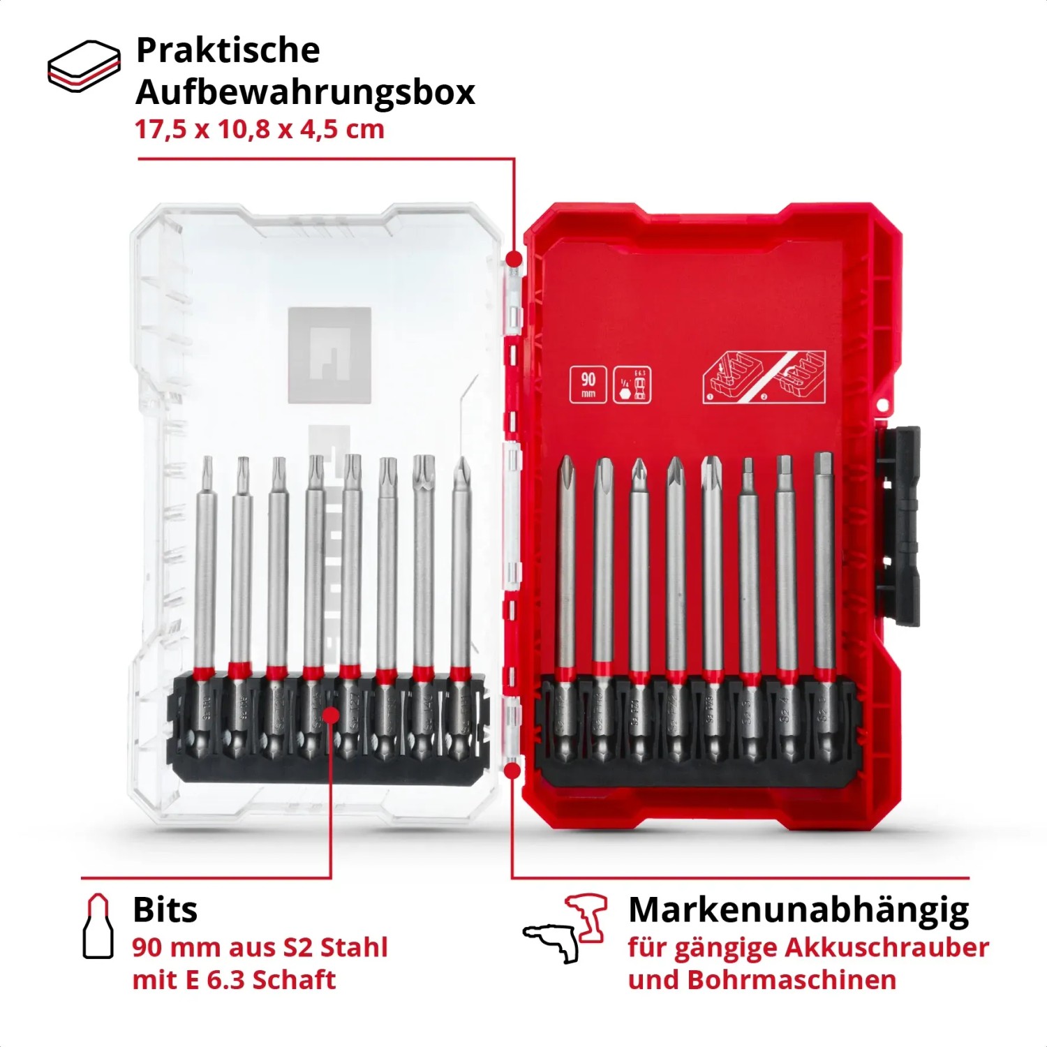 Einhell Bit-Set XS-Case, 30-teilig, mit verschiedenen Schraubenzieher-Bits in Aufbewahrungsbox.