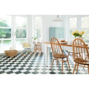 Andiamo PVC-Belag Schachbrettmuster Artifact Klein 400 cm Schwarz-Weiß Meterware