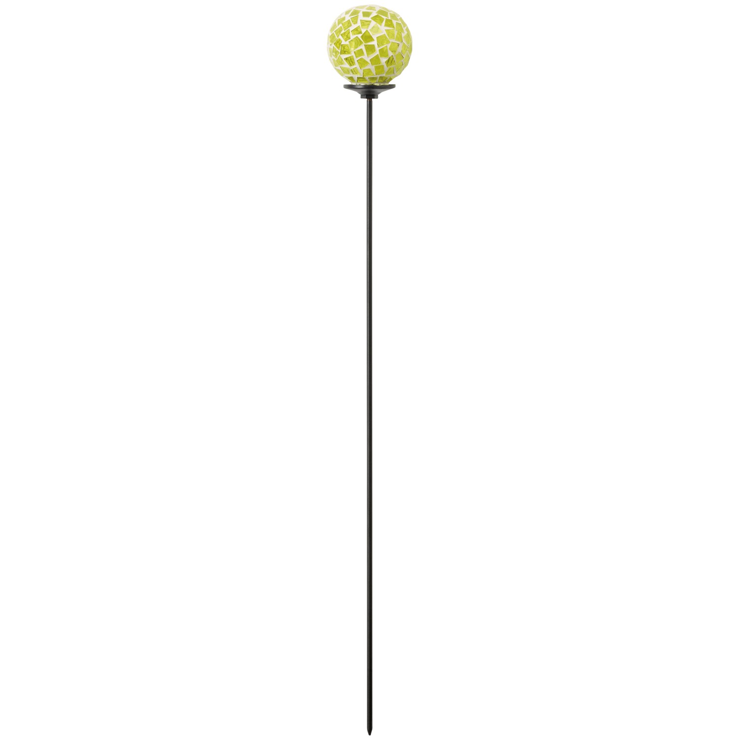 Gartenstecker mit grüner Mosaik-Kugel, 75 cm hoch, für Beet oder Pflanzkasten.