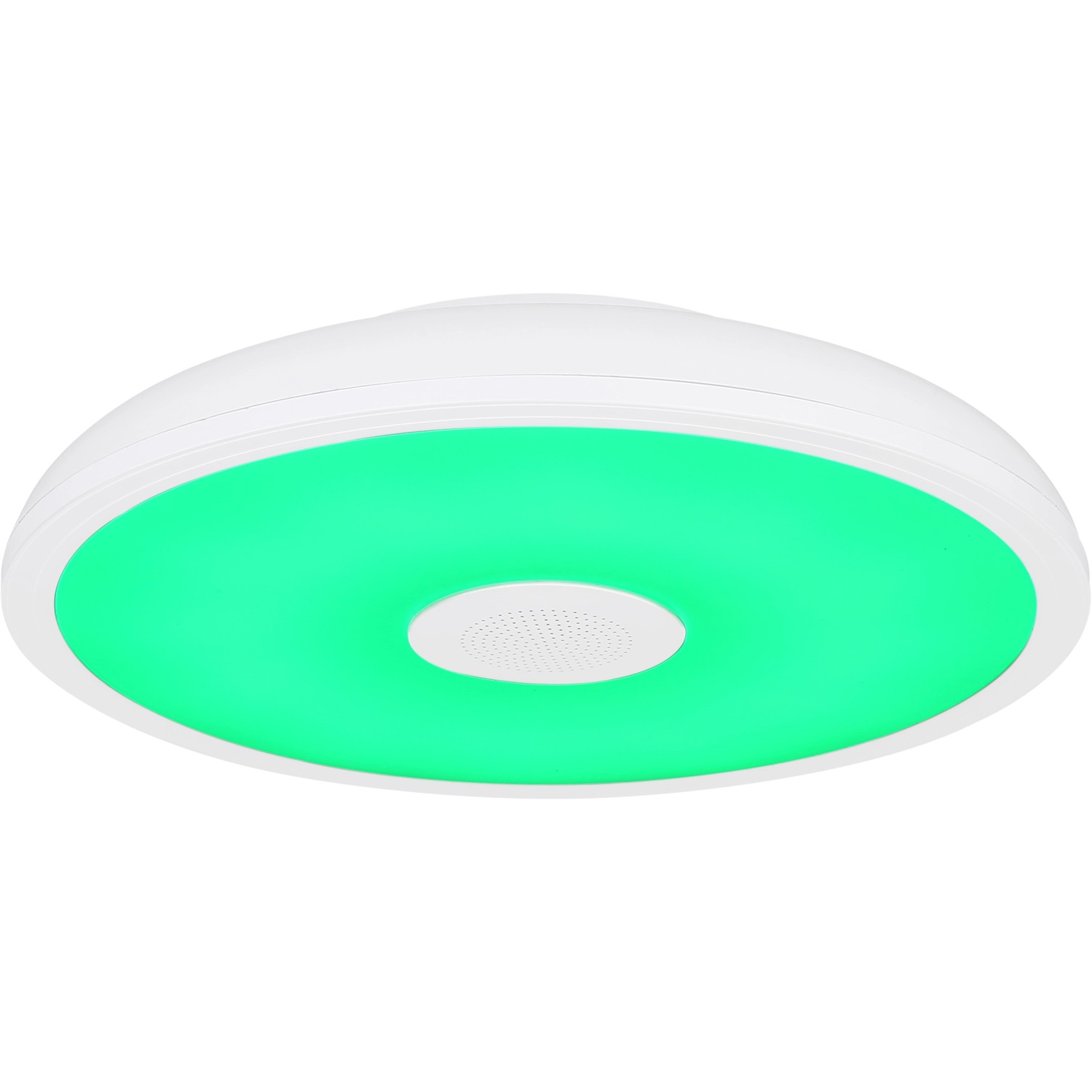 Weiße Globo LED-Deckenleuchte Raffy, Ø 28cm, mit RGB-Licht und Lautsprecher.