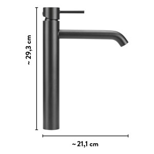 baliv Waschtischarmatur WT-621 Schwarz, hoher Auslauf, Einhebelmischer. Modernes Design für Ihr Bad. H: 29,3 cm.