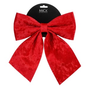 Rote Mica Decorations Schleife aus Samt-Optik, 24x28 cm, für festliche Weihnachtsdekoration.