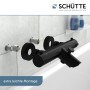 Schwarze Schütte Thermostat Badewannenarmatur London, matte Oberfläche, Wandmontage.
