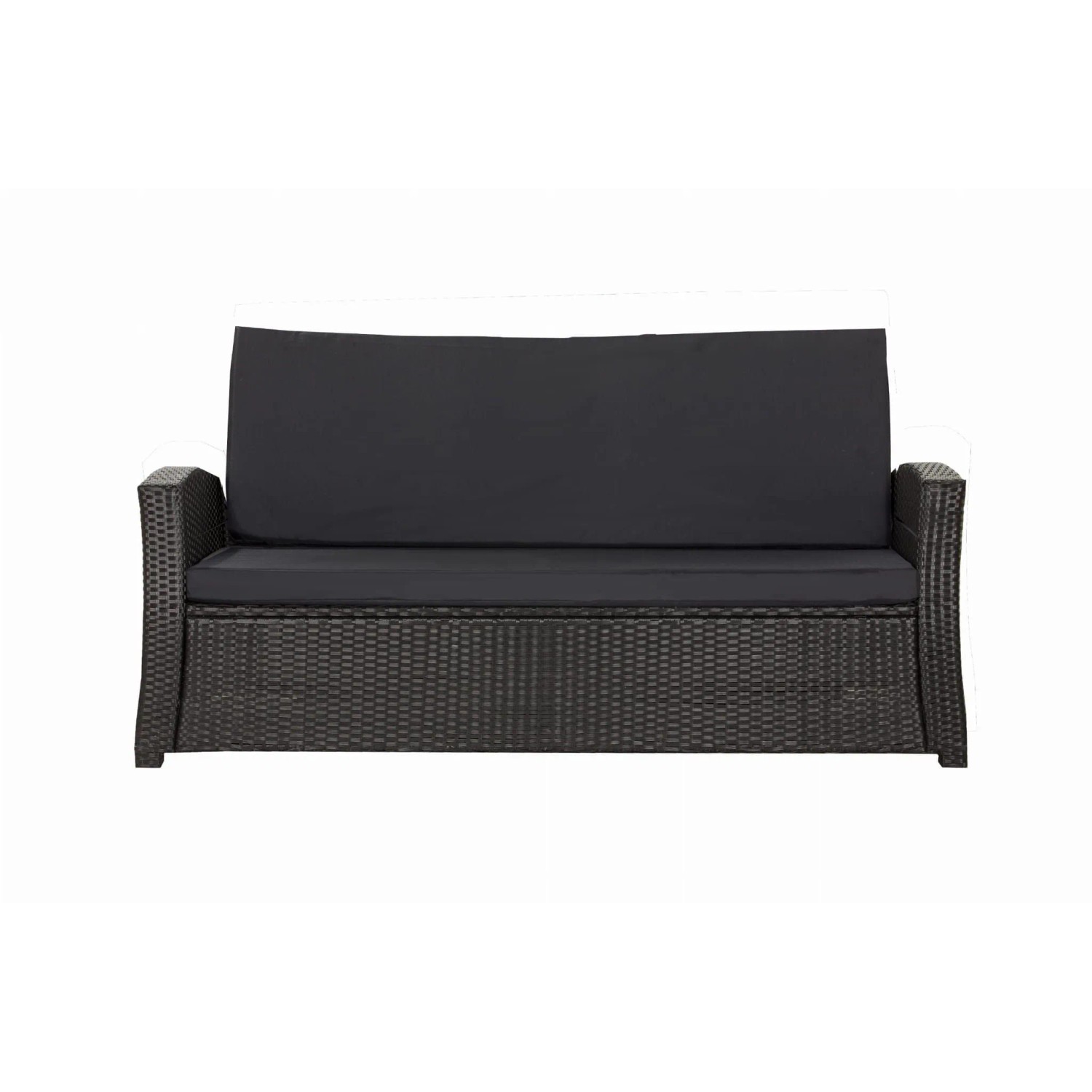Schwarzes 3-Sitzer Gartensofa mit Kissen für Polyrattan Möbel, 180x50x50cm.