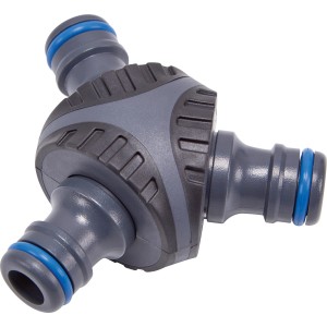 LUX Y-Schlauchkupplung aus Kunststoff für drei Gartenschläuche.
