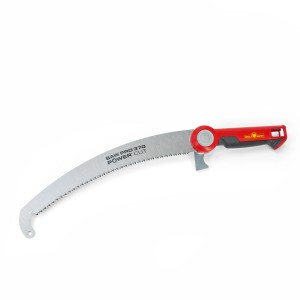 Wolf Profi-Astsäge Power Cut Saw Pro 370 mit gebogenem Sägeblatt und rotem Griff.
