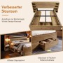 okwish Holzbett 160x200cm mit LED USB Stauraum Kopfteil Schlafzimmer Eiche ohne Matratze_9
