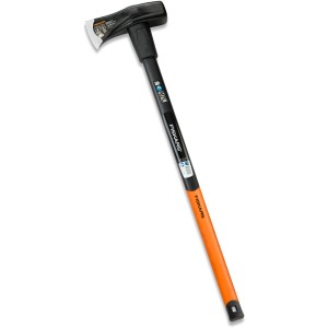 Fiskars 2in1 Spalthammer X46, schwarz-orange, zum Spalten von Holz und Einschlagen von Keilen.