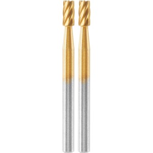 Zwei Dremel Graviermesser Max 194DM, Zubehör für Miniaturwerkzeuge, goldfarben.